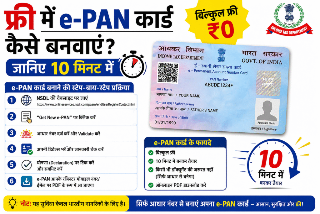 फ्री में e-PAN कार्ड कैसे बनवाएं? जानिए 10 मिनट में
